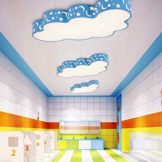 Starry Cloud Acrylic Kids Ceiling Lamp - Modern Flush Mount For Childs Bedroom Blue / 19 White