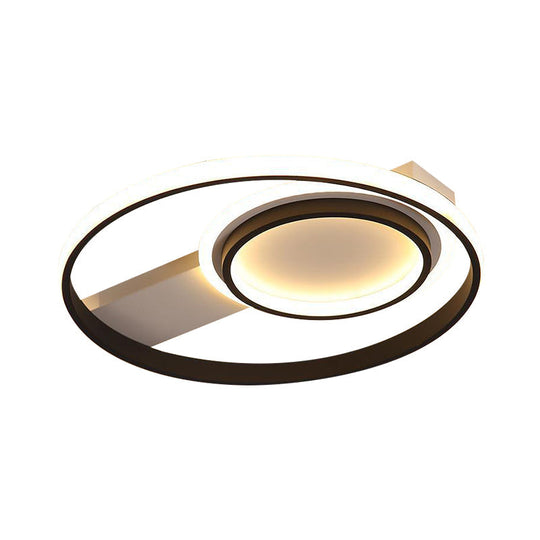 Minimalist Led Flush Mount Light Circular Metal Surface 16.5/19.5 Diameter Black