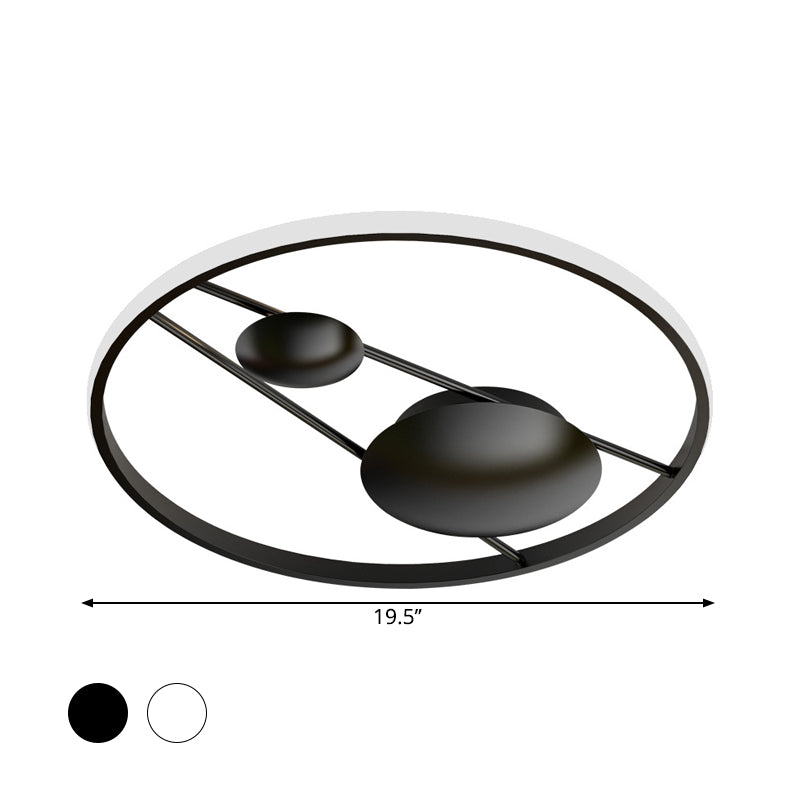 Geometric Led Ceiling Light Fixture Nordic Modern Flush Mount Lamp - 16/19.5 In Black/White