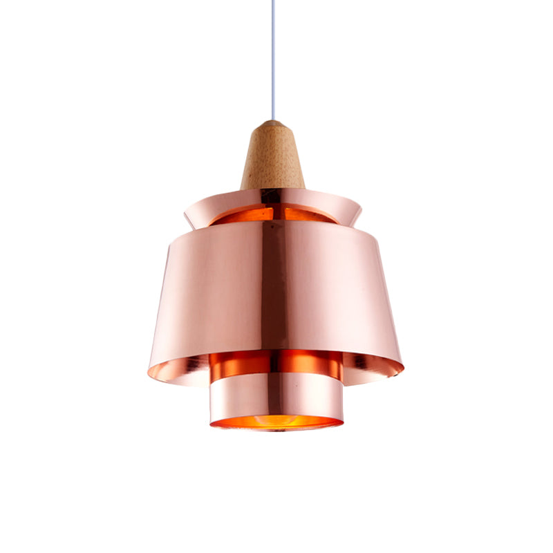 Modern 1-Head Dining Room Suspension Light With Tapered Metal Shade - Stylish Black/White Pendant