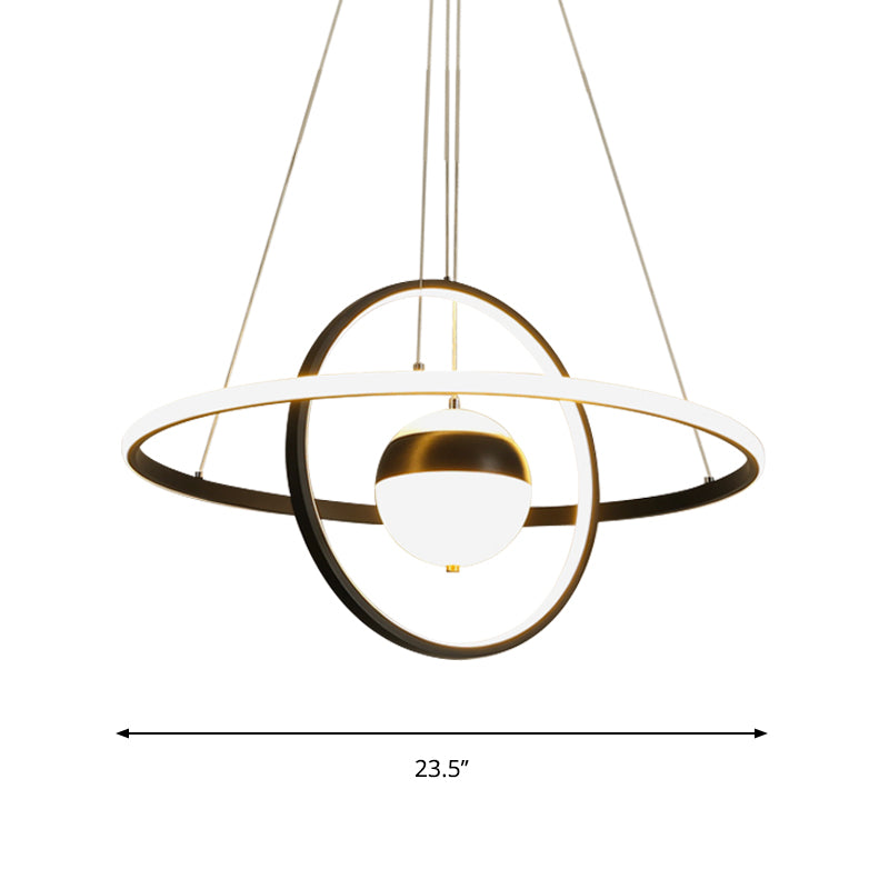 Modernist Black Acrylic Led Pendulum Ceiling Light With Circular Shade