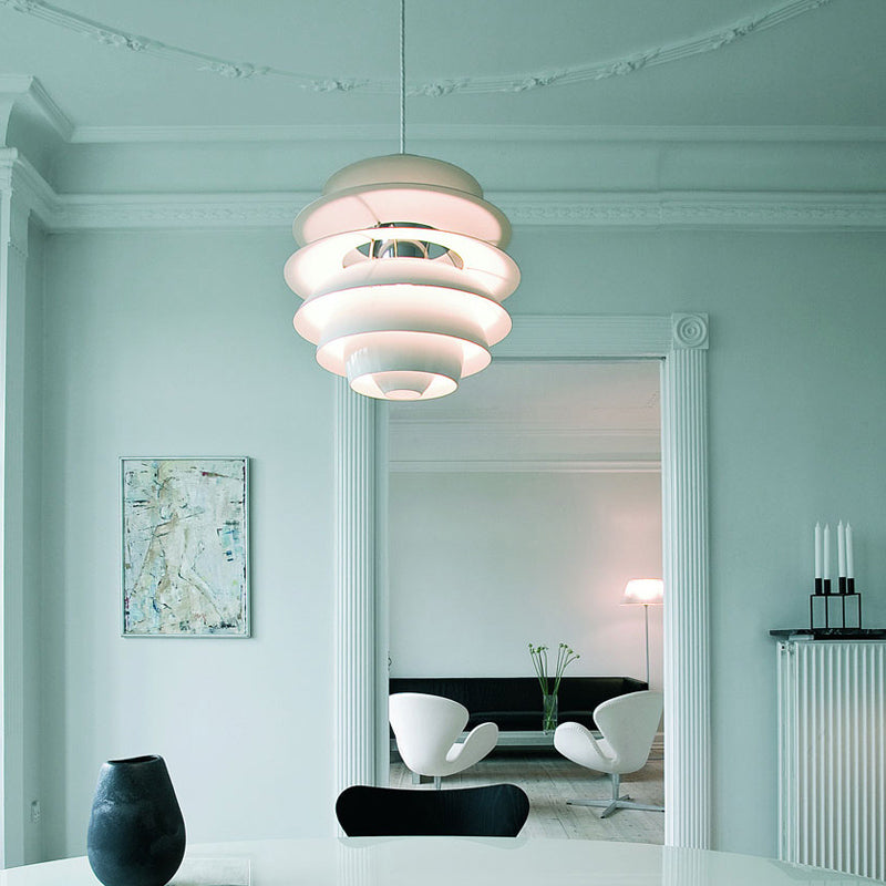 Nordic Pinecone Tiered Pendant Light For Dining Room In White Aluminum