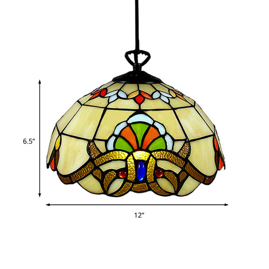 Adjustable Victorian Pendant Lighting With Stained Glass Floral Shades For Kitchen Island