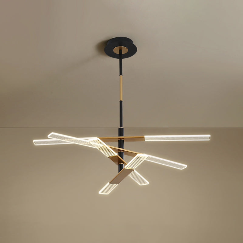 Modern Led Pendant Chandelier In Black-Gold Warm/White Light - 31.5’/35.5’ Wide