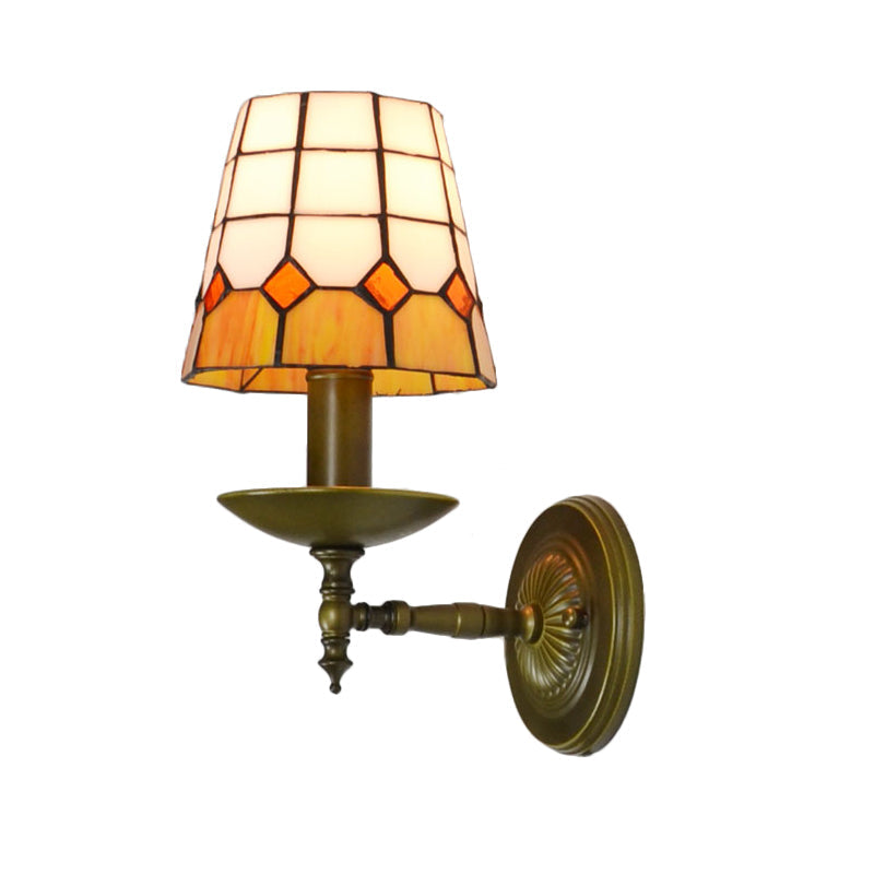 Tiffany Geometric Wall Mount Stained Glass 1-Light Sconce - Vibrant Colors Ideal For Living Room