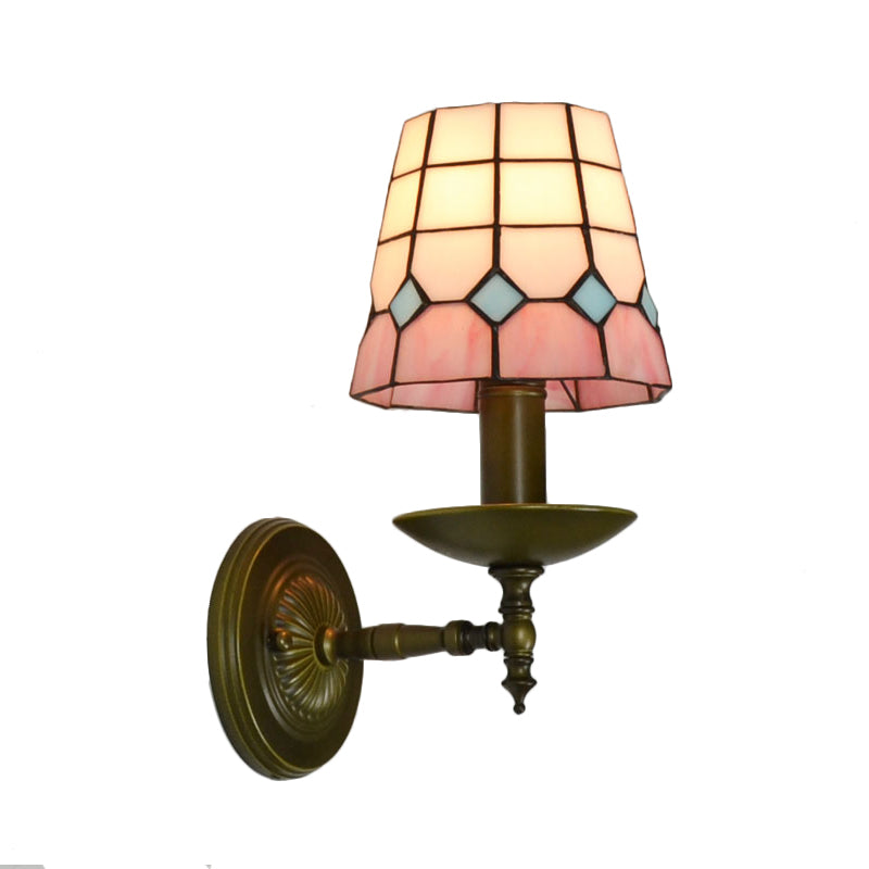Tiffany Geometric Wall Mount Stained Glass 1-Light Sconce - Vibrant Colors Ideal For Living Room