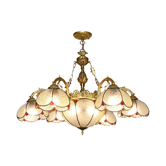 Rustic Floral Chandelier Pendant With Clear Glass And 6 Lights - Ideal For Hallways