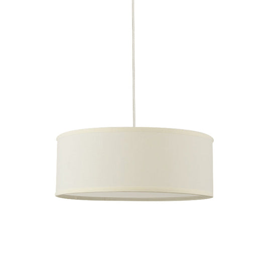 12’/16’/19.5’ Dia Cylinder Suspension Pendant - Contemporary White Led Fabric Hanging Lamp