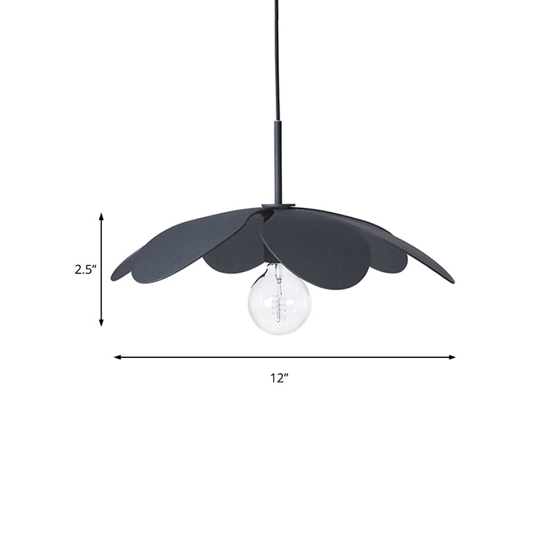 12’/19.5’ Wide Minimal Ceiling Pendant Light With Metal Flower Shade - 1-Light Black/White