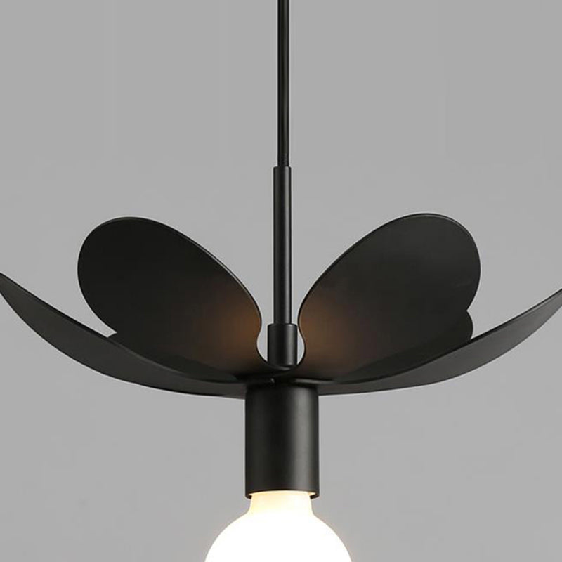 12’/19.5’ Wide Minimal Ceiling Pendant Light With Metal Flower Shade - 1-Light Black/White