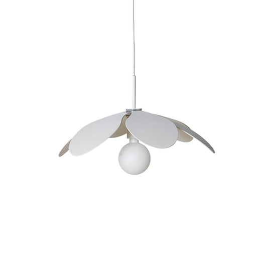 12’/19.5’ Wide Minimal Ceiling Pendant Light With Metal Flower Shade - 1-Light Black/White