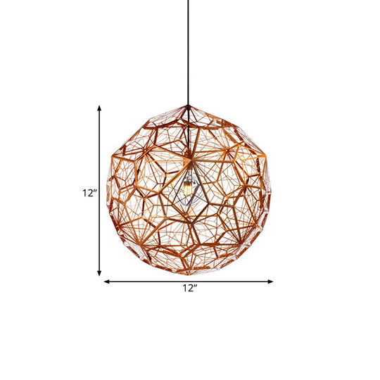 12’/16’/19.5’W Faceted Globe Pendant Light In Contemporary Rose Gold Finish