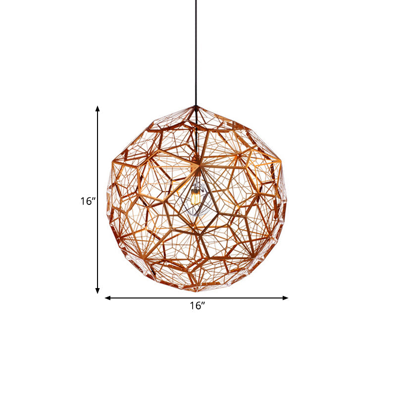 12’/16’/19.5’W Faceted Globe Pendant Light In Contemporary Rose Gold Finish
