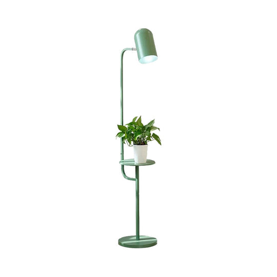Metal Floor Light Warehouse: Bell Shaped Living Room Reading Lamp With Wood Shelf Deco -
