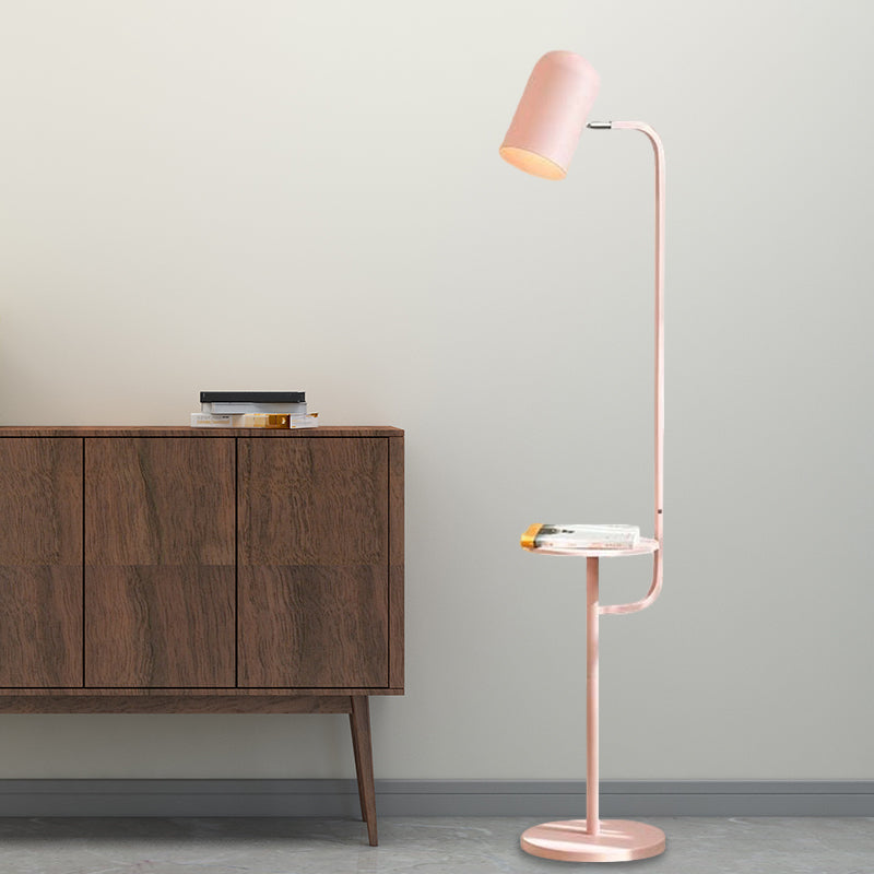 Metal Floor Light Warehouse: Bell Shaped Living Room Reading Lamp With Wood Shelf Deco -