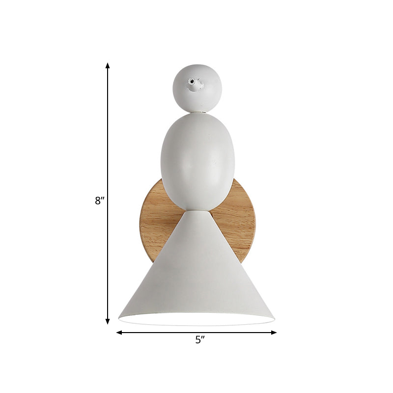 Lark Rotatable Wall Light - Nordic Iron 1-Light White Sconce For Bedroom With Wood Backplate