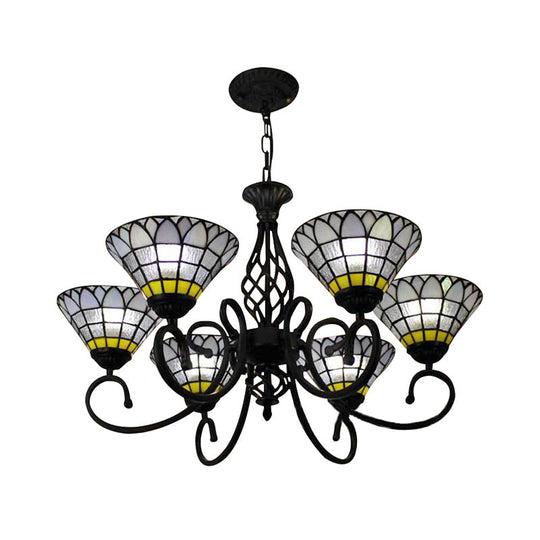 Clear Bell Chandelier With 6 Lights For Retro Loft Living Rooms