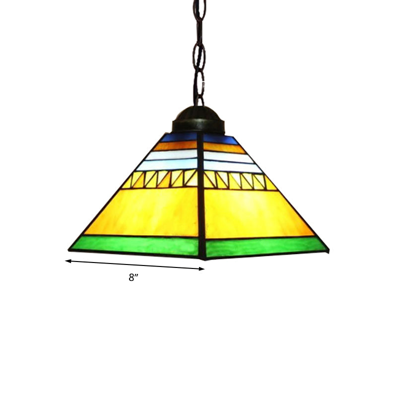 Tiffany Yellow Foyer Pendant: Stained Glass Shade 1-Light Ceiling Fixture