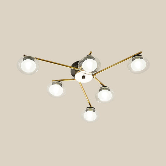 Sleek Metal Semi Flush Mount Ceiling Lamp With Multi - Head And Oval Shade - Stylish Lighting For