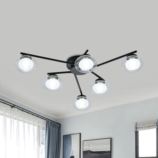 Sleek Metal Semi Flush Mount Ceiling Lamp With Multi - Head And Oval Shade - Stylish Lighting For