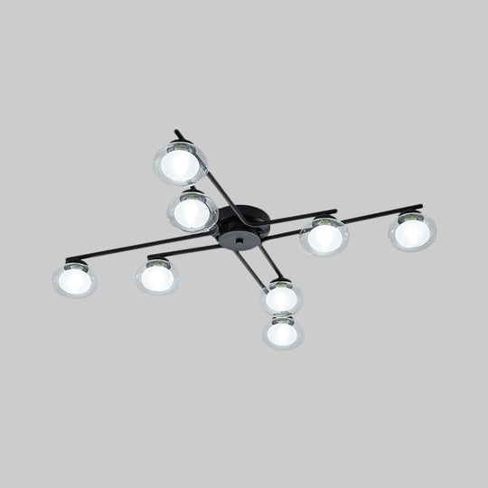Sleek Metal Semi Flush Mount Ceiling Lamp With Multi - Head And Oval Shade - Stylish Lighting For