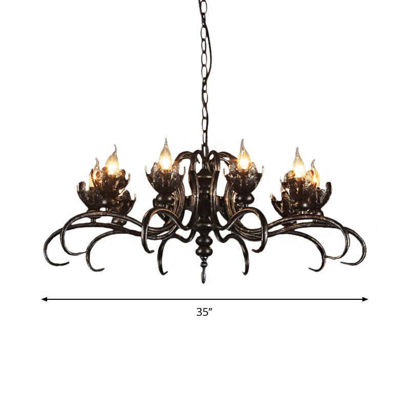 Rustic Antique Candle Chandelier – Stylish Twist Arm Pendant Light For Farmhouse Décor