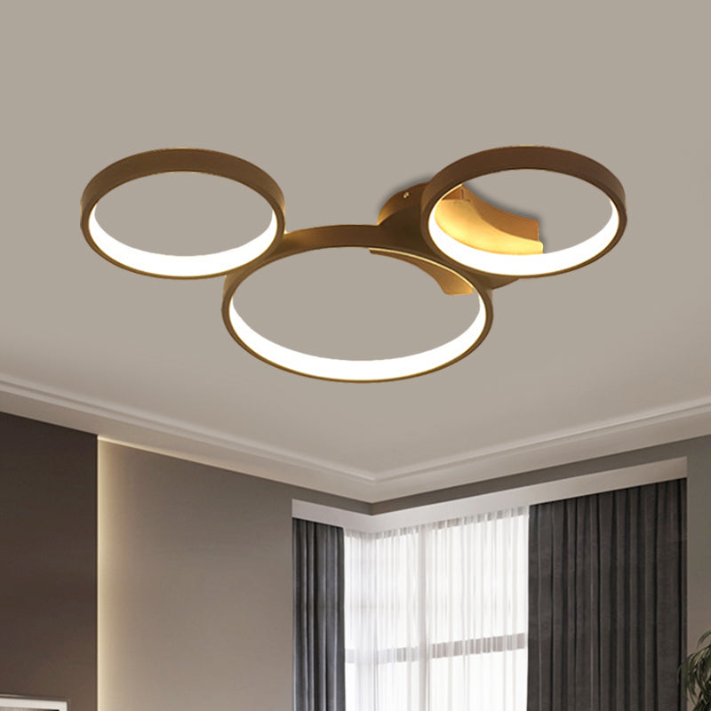 Modern Metal Bubble Rings Flush Mount Led Ceiling Light - 3/4/5-Head Black Surface 3 /