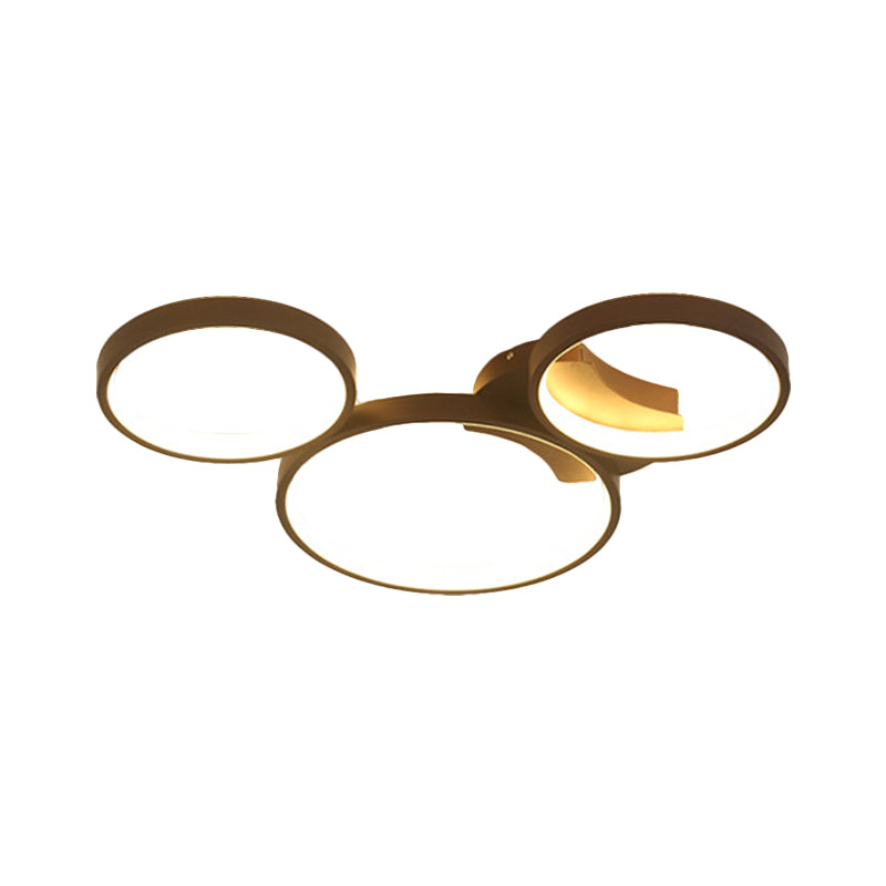 Modern Metal Bubble Rings Flush Mount Led Ceiling Light - 3/4/5-Head Black Surface