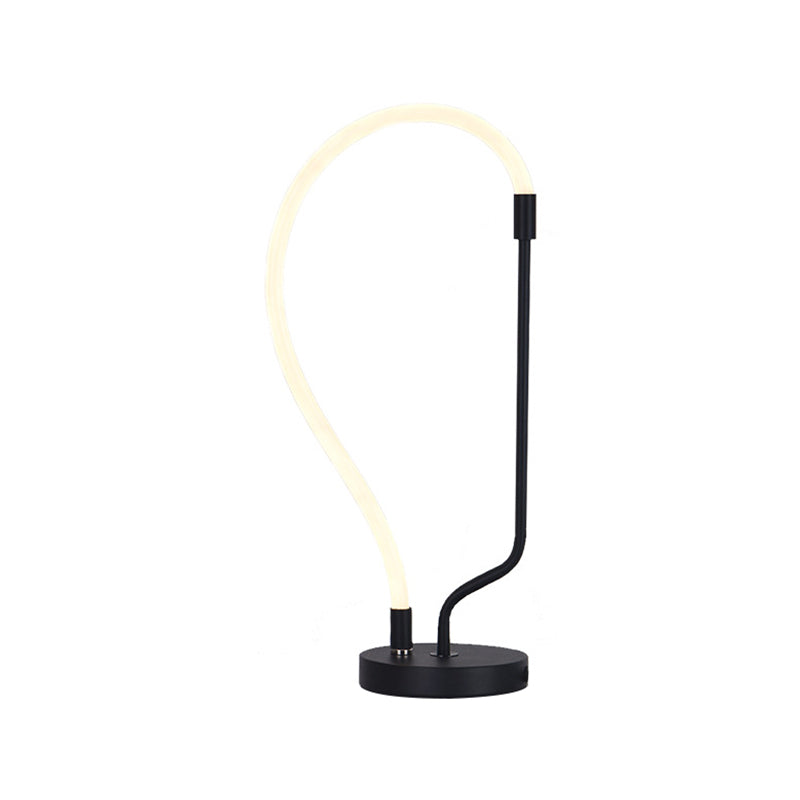 - Black Led Bedside Desk Lighting Modernist Nightstand Light With Gooseneck Plastic Shade