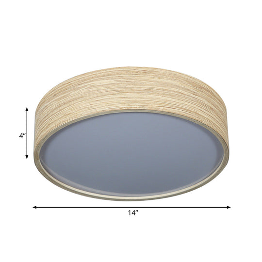 Modern Led Flushmount Lighting - Round Bamboo Shade Warm/White Light 10’/14’ W