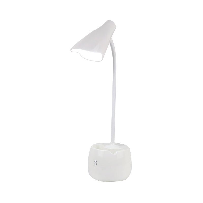 Flexible Gooseneck Led Desk Light With Pen Holder In Blue/Pink/White/Yellow Usb Charging Eye-Caring