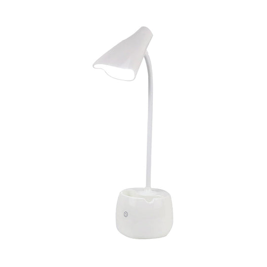 Flexible Gooseneck Led Desk Light With Pen Holder In Blue/Pink/White/Yellow Usb Charging Eye-Caring