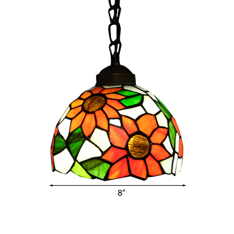 Victorian Black Stained Glass Pendant Lighting: Elegant Suspension Lamp For Dining Room
