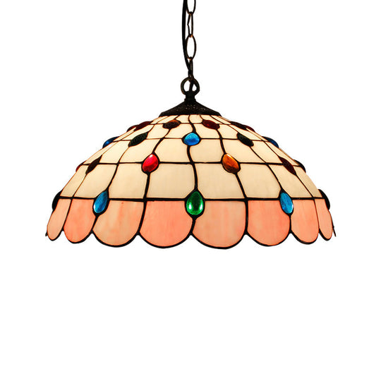 Hand Rolled Art Glass Ceiling Light - Tiffany Pink/Light Blue/Green Pendant For Bedroom