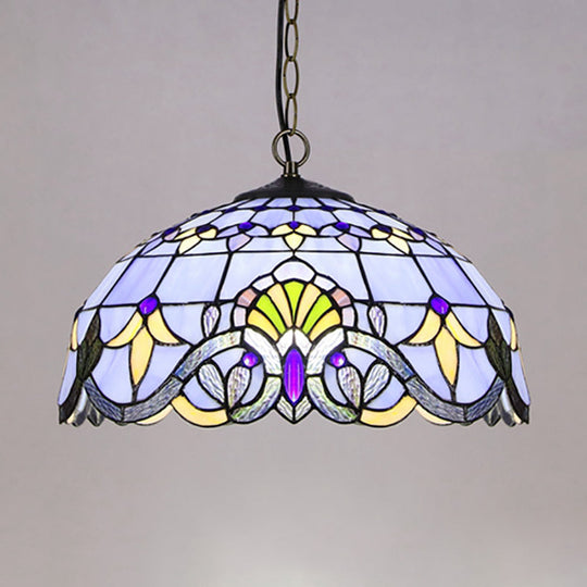 Victorian Stained Glass Dome Shade Pendant Ceiling Light - Single Fixture