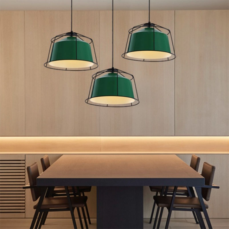 Forest Green Barn-Shaped Pendant Light: Traditional Single Lamp With Metal Cage