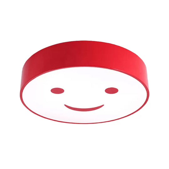 Round Smiling Face Led Flush Mount Light - Kids Acrylic Close-To-Ceiling Lamp For Kindergarten