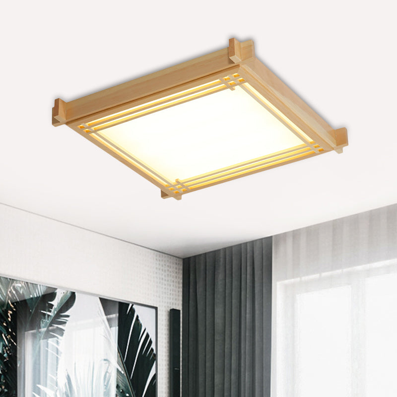 Minimalist Wood Oblong Led Ceiling Light In Beige - 3 Sizes (14’/19.5’/23’) Warm/White / 14’ Warm