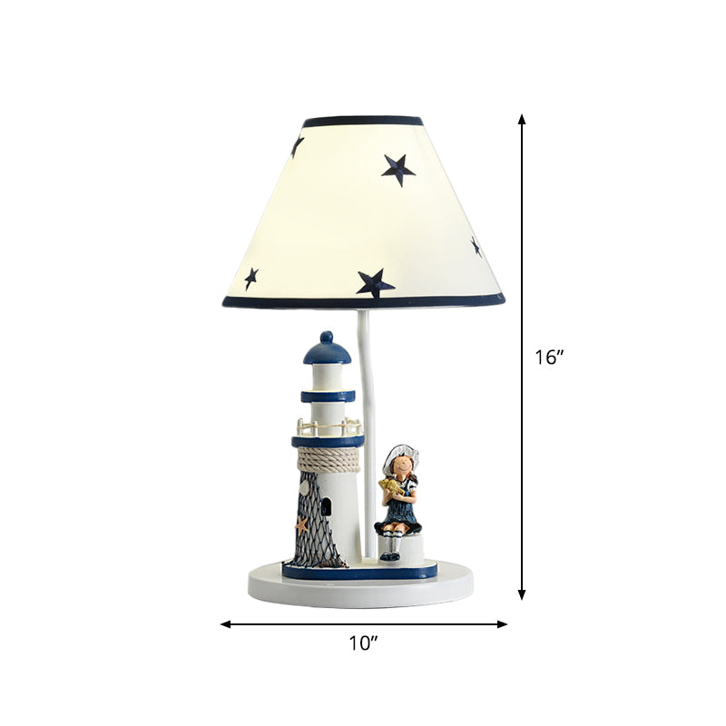 Cartoon Kids Table Light - Resin 1 Head Task Lighting For Childrens Room In Dark Blue