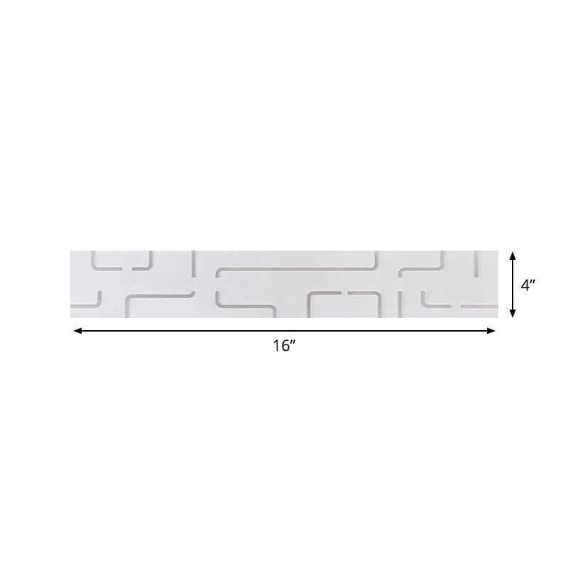 Modern White Etched Rectangle Led Acrylic Wall Light Fixture In Warm/White
