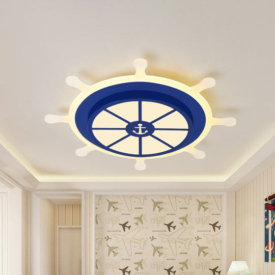 Rudder Flushmount Led Kids Ceiling Lamp - 19.5’/23.5’ Acrylic Blue Warm/White Light / 19.5’ Warm