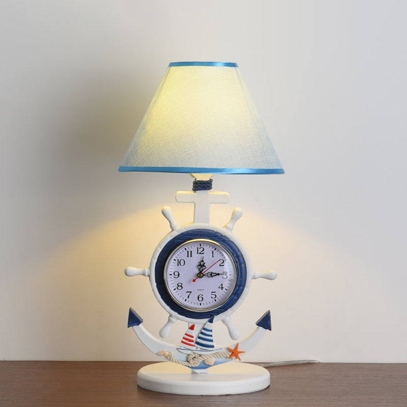 Kids Blue Desk Lamp With Clock Design - 1 Bulb Bedchamber Table Light
(Shorter Title While Still