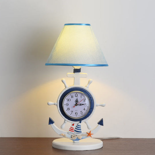 Kids Blue Desk Lamp With Clock Design - 1 Bulb Bedchamber Table Light
(Shorter Title While Still