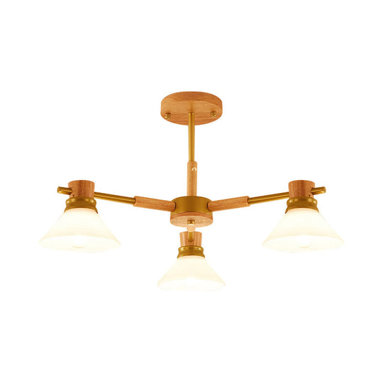 Modern Black/Gold Pendant Chandelier - Glass & Wood Hanging Light For Sitting Room
