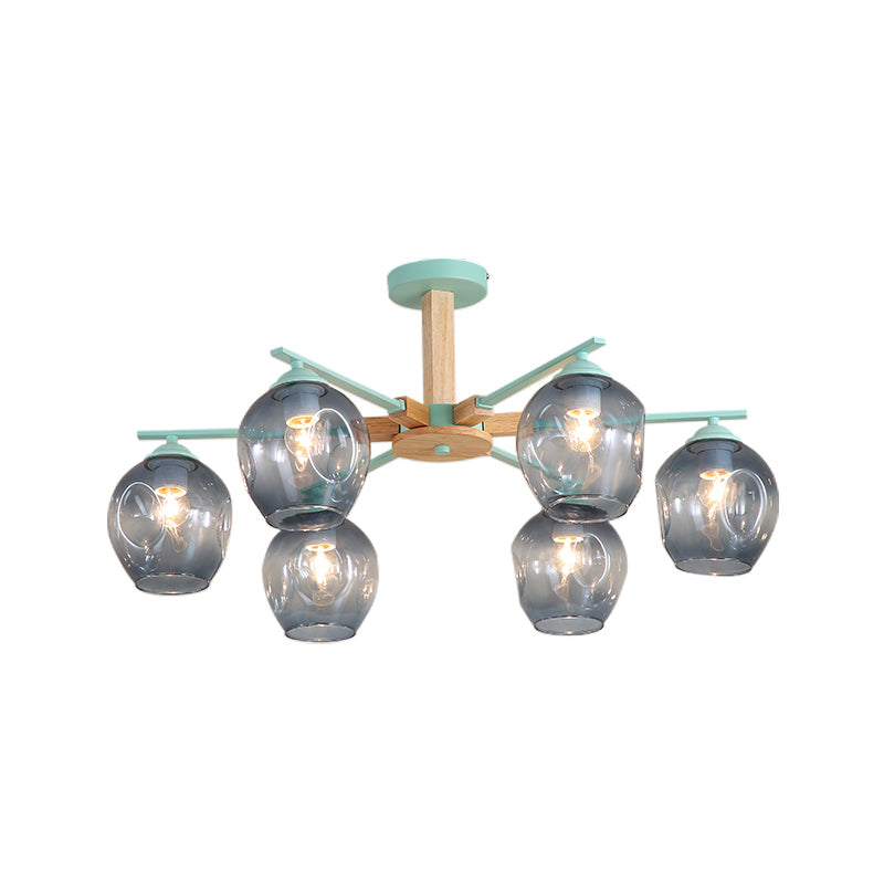 Modern Smoke Gray Glass Pendant Chandelier - 3/6 Light Modo Hanging Fixture For Living Room