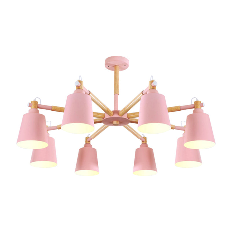 Macaron Metal Chandelier: Stylish Hanging Light With 8 Lights For Kids Bedroom