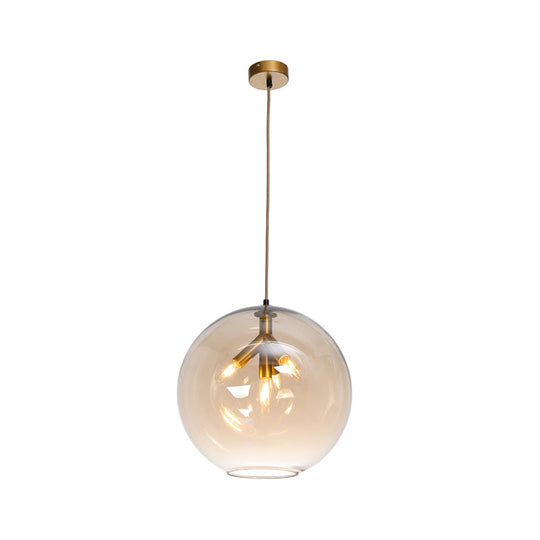 Black/Gold Globe Pendant Triple Head Chandelier With Clear Glass - Modern And Mini