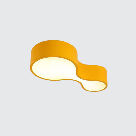Colorful Led Flush Mount Lamp For Kids’ Corridors - Red/Yellow/Blue Finish With Gourd Acrylic Shade