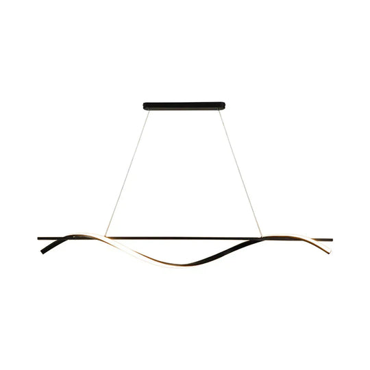 Minimalist Led Hanging Island Light For Dining Room In Black Warm/White
