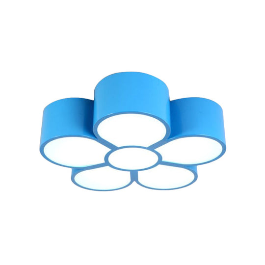 Plum Blossom Led Flushmount Lighting For Kids’ Kindergarten Ceiling - Red/Yellow/Blue